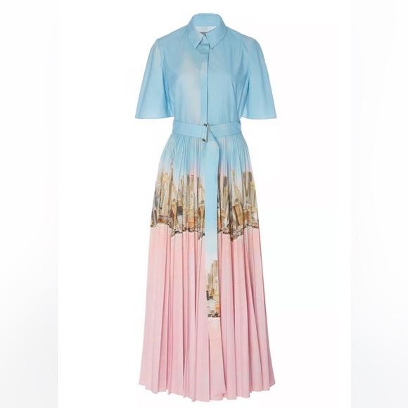 LELA ROSE Cape-Effect New York City Skyline Printed Cotton Maxi Dress - Picture 5 of 5